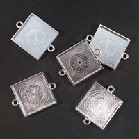 Silver Medium Square Link 25mm Bezels - 5pc