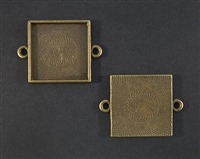 Antique Brass Medium 25mm Square Link Bezels - 1pc