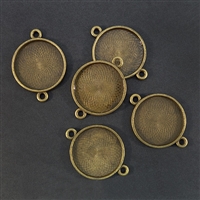 Antique Brass Medium Round Link 1in/25mm Bezel - 5pc