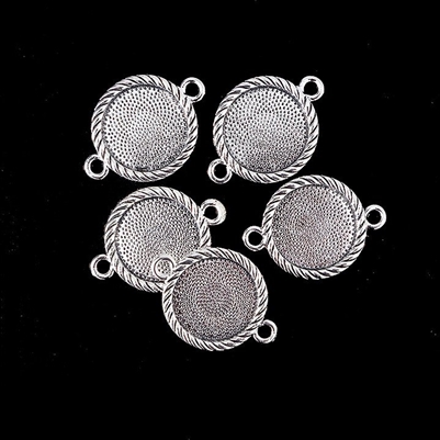 Silver Twisted Rope 20mm Bezel, 5pc