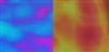 Aurora Borealis on Clear Thin Cyan/Dark Red Coating, 4" x 4", COE96
