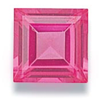 Pink Square Cut CZ- 5pc. 3mm