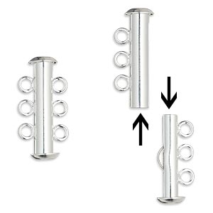 Silver Plated 21mm 3 Strand Slide Lock Tube 2pc