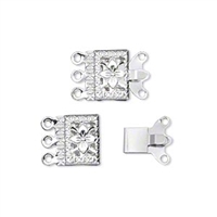 Silver Plated 3 Strand Clasp 5pc