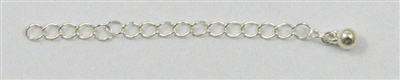 Silver Plated 2" Extender Chain with Ball 5pc