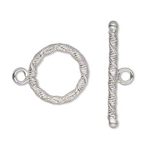 Silver Plated 18mm Texture Toggle 1pc