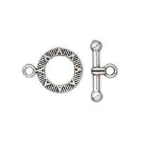 Antique Silver Plate 14mm Starburst Toggle, 1pc
