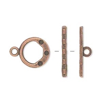 Antique Copper Plate 13mm Circles Toggle, 1pc