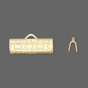 Gold Plated 16x6mm Ribbon Crimp Ends 2pc