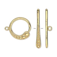 Gold Plated 18mm Round Beaded Toggle 1 set