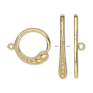 Gold Plated 18mm Round Beaded Toggle 1 set