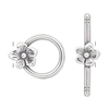 Antique Silver 19x16mm Rose Flower Toggle Clasps 1set