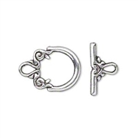 Antique Silver 20x14mm Morning Glory Vine Toggle Clasps 1 set