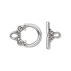 Antique Silver 20x14mm Morning Glory Vine Toggle Clasps 1 set