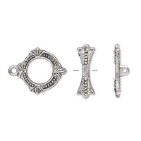 Antique Silver 18x15mm Ring Toggle Clasps 1 set