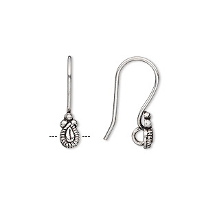 Antique Silver 22mm Fishhook w/8mm Teardrop 2pr