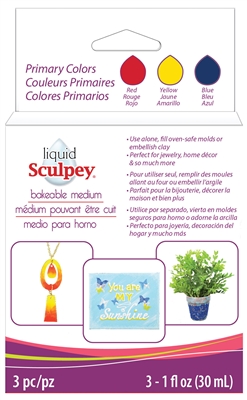 Liquid Sculpey Multipack - Primary : 1oz ea of Red, Yellow, Blue