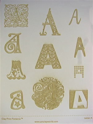 Letter 'A' Clay Print Pattern - 4x5"