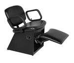 QSE Lever-Control shampoo chair with kick-out legrest, base of chair in black