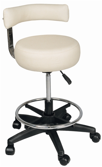 Stool with Gas Lift, Back Cushion and Foot Ring