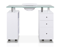 Glass Top Nail Table with Built-In Ventilation Fan