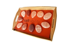 Saltability's Bamboo Warming Tray with 20 Himalayan Salt Stones