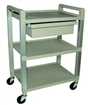 3 Shelf Poly Cart with Drawer