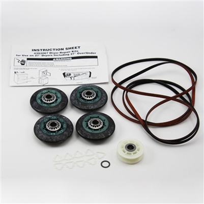 8536974 Complete Roller Support Kit with 4 rollers 1-belt 1 279840 pulley for Whirlpool