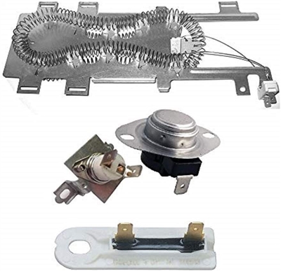 AM3401 Heater, Thermal Fuse And Thermostat Kit For Whirlpool Dryer (8544771, 279973 And 3392519)( Fits Models: 7MW, MED, WED, YME, NED And More) Includes: 1- 8544771 Heater, 1- 27973 Fuse and thermostat kit,   1- 3392519 Thermal Fuse