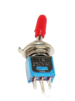 SPDT ON/OFF/ON SubMiniature Toggle Switch with red handle