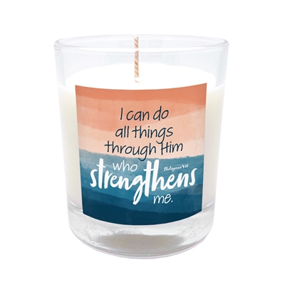 GLIMMER OF HOPE Scripture Candle "I can do all things through Him" - Hibiscus & Coconut