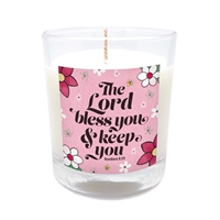 GLIMMER OF HOPE Glass Scripture Candle "The Lord bless you" - Hibiscus & Coconut
