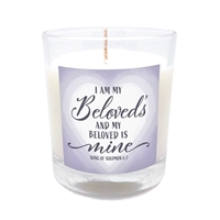 GLIMMER OF HOPE Scripture Candle "I am my Beloved's" - Pomegranate