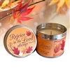 "Rejoice in the Lord always"  Scripture Candle Tin - Sticky Fig fragrance