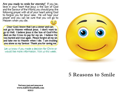 5 Reasons to Smile - Blank Tracts - 100 pack