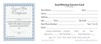 Convert Card with Spiritual Birth Certificate