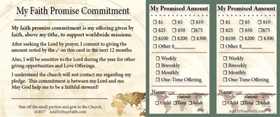 Faith Promise Commitment Card - 100 count