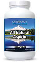 Aspirin - All Natural - Pain Ease - Safe - 180 Capsules - Proprietary Formula - White Willow Bark LARGER / VALUE SIZE