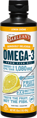 Barlean's Seriously Delicious Omega-3 Fish Oil Lemon Creme 16 fl oz