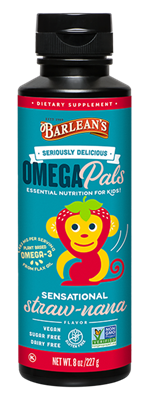 Barlean's Omega Pals -Sensational Straw-Nana - Vegan Omega-3-6-98 oz.
