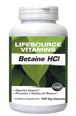 Betaine HCI  (Betaine Hydrochloride) 120 Veg Capsules