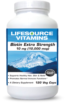 Biotin Extra Strength - 120 Veg Caps - 10 mg (10,000 mcg) - Vitamin B7