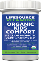 Kids Comfort Probiotic (USDA ORGANIC)  - 5 Billion CFU's - 30 Strawberry Banana Chewables