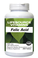 Folic Acid 800 mcg (1,333 mcg DFE) plus B12 - 250 Tablets