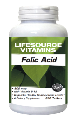 Folic Acid 800 mcg (1,333 mcg DFE) plus B12 - 250 Tablets