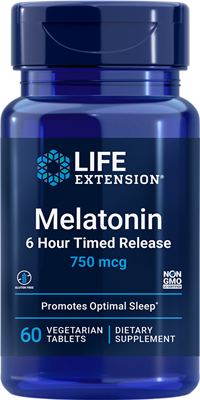 Life Extension - Melatonin 6 Hour Timed Release 750 mcg, 60 Vegetarian Tablets