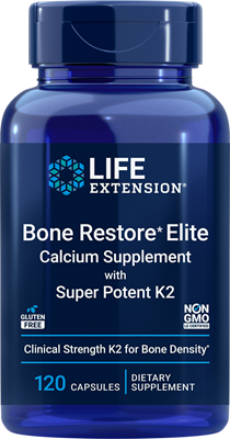 Life Extension - Bone Restore Elite Calcium Supplement with Super Potent K2 120 Capsules