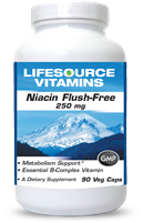 Niacin - (Flush- Free) 250 mg  - Vitamin B3 - Inositol - 90 Capsules