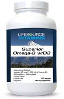 Superior Omega-3 w/Vitamin D3 (Lemon Flavor) -VALUE SIZE 120 Softgels