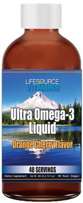Ultra Omega-3 Liquid (Highest Potency) Orange Cherry Flavor - 6.76 oz - Non-GMO